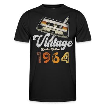 Vintage 1964 Geburtstag Kassette Bleistift - Männer Funktions-T-Shirt - Schwarz - Vorne - AI Model Male 178 dark (178cm)