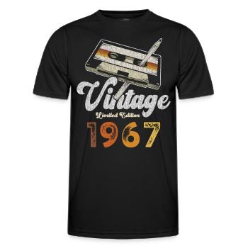 Vintage 1967 Anniversaire Cassette Crayon - T-shirt sport Homme - noir - Devant - AI Model Male 178 dark (178cm)