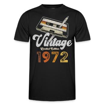 Vintage 1972 Geburtstag Kassette Bleistift - Männer Funktions-T-Shirt - Schwarz - Vorne - AI Model Male 178 dark (178cm)