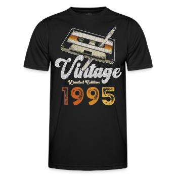 Vintage 1995 Geburtstag Kassette Bleistift - Männer Funktions-T-Shirt - Schwarz - Vorne - AI Model Male 178 dark (178cm)