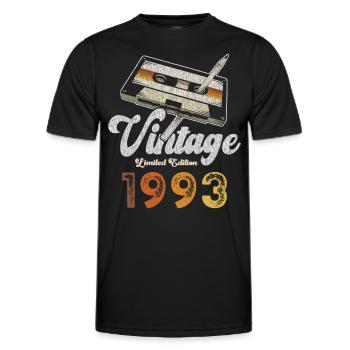 Vintage 1993 Geburtstag Kassette Bleistift - Männer Funktions-T-Shirt - Schwarz - Vorne - AI Model Male 178 dark (178cm)