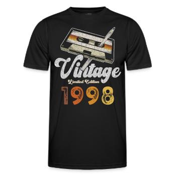 Vintage 1998 Geburtstag Kassette Bleistift - Männer Funktions-T-Shirt - Schwarz - Vorne - AI Model Male 178 dark (178cm)