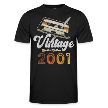 Vintage 2001 Geburtstag Kassette Bleistift - Männer Funktions-T-Shirt - Schwarz - Vorne - AI Model Male 178 dark (178cm)