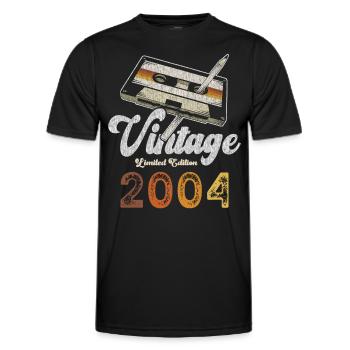 Vintage 2004 Geburtstag Kassette Bleistift - Männer Funktions-T-Shirt - Schwarz - Vorne - AI Model Male 178 dark (178cm)