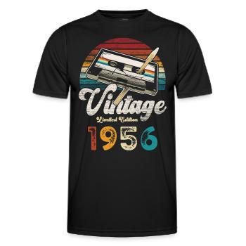 Vintage 1956 Geburtstag Kassette Bleistift - Männer Funktions-T-Shirt - Schwarz - Vorne - AI Model Male 178 dark (178cm)