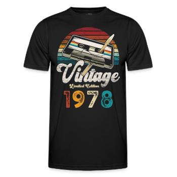 Vintage 1978 Geburtstag Kassette Bleistift - Männer Funktions-T-Shirt - Schwarz - Vorne - AI Model Male 178 dark (178cm)