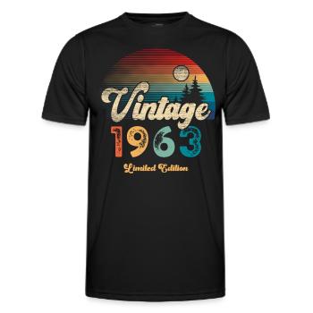 Vintage 1963 Birthday Retro - Men's Functional T-Shirt - black - Front - AI Model Male 178 dark (178cm)