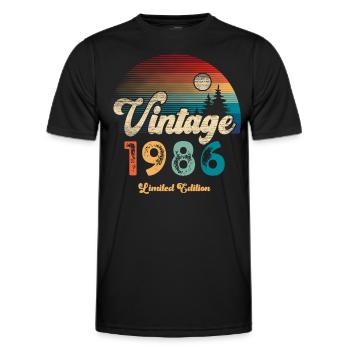 Vintage 1986 Birthday Retro - Men's Functional T-Shirt - black - Front - AI Model Male 178 dark (178cm)
