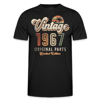 Millésime 1967 Anniversaire Rétro - T-shirt sport Homme - noir - Devant - AI Model Male 178 dark (178cm)