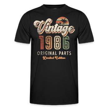 Millésime 1986 Anniversaire Rétro - T-shirt sport Homme - noir - Devant - AI Model Male 178 dark (178cm)