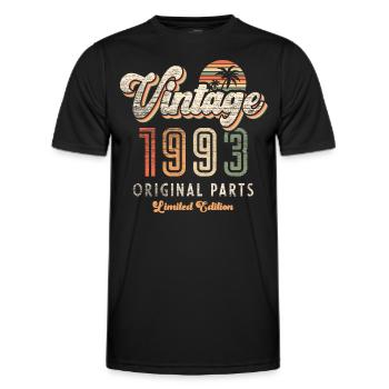 Millésime 1993 Anniversaire Rétro - T-shirt sport Homme - noir - Devant - AI Model Male 178 dark (178cm)