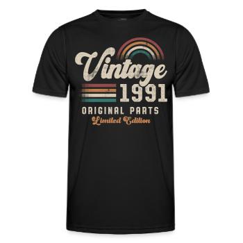 Vintage 1991 Birthday Retro - Men's Functional T-Shirt - black - Front - AI Model Male 178 dark (178cm)
