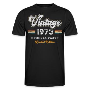 Millésime 1973 Anniversaire Rétro - T-shirt sport Homme - noir - Devant - AI Model Male 178 dark (178cm)