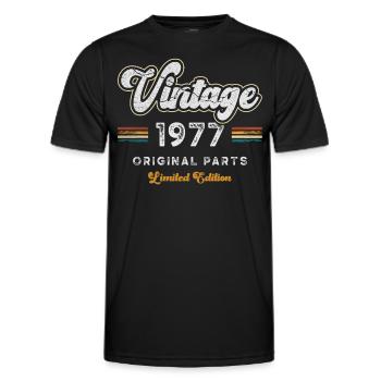 Millésime 1977 Anniversaire Rétro - T-shirt sport Homme - noir - Devant - AI Model Male 178 dark (178cm)
