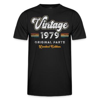 Millésime 1979 Anniversaire Rétro - T-shirt sport Homme - noir - Devant - AI Model Male 178 dark (178cm)