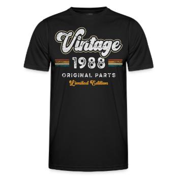 Millésime 1988 Anniversaire Rétro - T-shirt sport Homme - noir - Devant - AI Model Male 178 dark (178cm)
