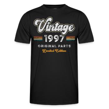 Millésime 1997 Anniversaire Rétro - T-shirt sport Homme - noir - Devant - AI Model Male 178 dark (178cm)