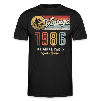 Millésime 1986 Anniversaire Rétro - T-shirt sport Homme - noir - Devant - AI Model Male 178 dark (178cm)
