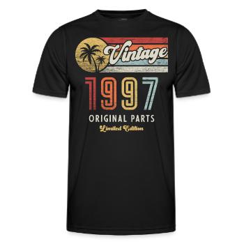 Millésime 1997 Anniversaire Rétro - T-shirt sport Homme - noir - Devant - AI Model Male 178 dark (178cm)