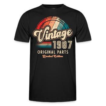 Vintage 1987 Birthday Retro - Men's Functional T-Shirt - black - Front - AI Model Male 178 dark (178cm)