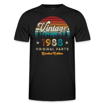 Millésime 1988 Anniversaire Rétro - T-shirt sport Homme - noir - Devant - AI Model Male 178 dark (178cm)