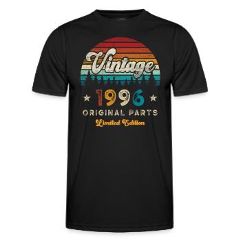 Millésime 1996 Anniversaire Rétro - T-shirt sport Homme - noir - Devant - AI Model Male 178 dark (178cm)