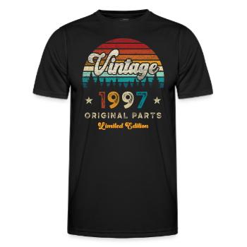 Millésime 1997 Anniversaire Rétro - T-shirt sport Homme - noir - Devant - AI Model Male 178 dark (178cm)