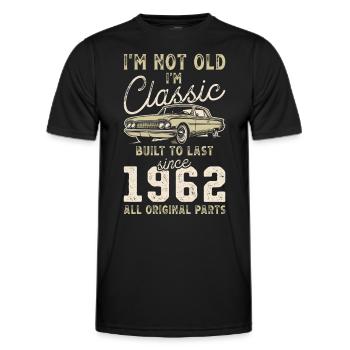 Geboren 1962 Geburtstag Oldtimer - Männer Funktions-T-Shirt - Schwarz - Vorne - AI Model Male 178 dark (178cm)