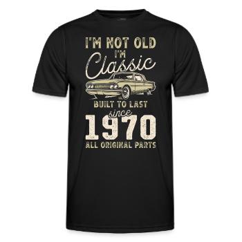 Geboren 1970 Geburtstag Oldtimer - Männer Funktions-T-Shirt - Schwarz - Vorne - AI Model Male 178 dark (178cm)