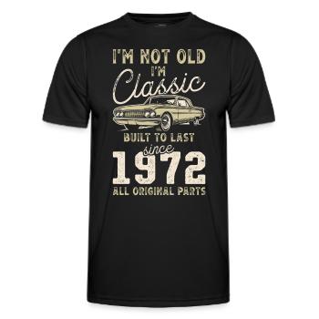 Né en 1972 Anniversaire Voiture classique - T-shirt sport Homme - noir - Devant - AI Model Male 178 dark (178cm)
