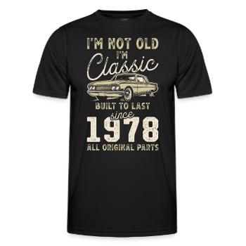 Born 1978 Birthday Classic Car - Men's Functional T-Shirt - black - Front - AI Model Male 178 dark (178cm)