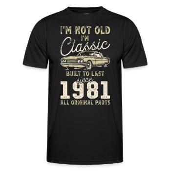 Born 1981 Birthday Classic Car - Men's Functional T-Shirt - black - Front - AI Model Male 178 dark (178cm)