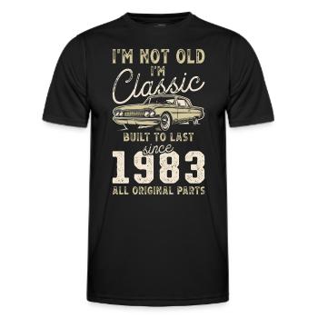 Born 1983 Birthday Classic Car - Men's Functional T-Shirt - black - Front - AI Model Male 178 dark (178cm)
