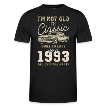 Geboren 1993 Geburtstag Oldtimer - Männer Funktions-T-Shirt - Schwarz - Vorne - AI Model Male 178 dark (178cm)