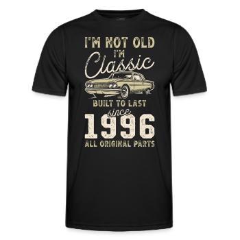 Né en 1996 Anniversaire Voiture classique - T-shirt sport Homme - noir - Devant - AI Model Male 178 dark (178cm)