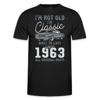 Geboren 1963 Geburtstag Oldtimer - Männer Funktions-T-Shirt - Schwarz - Vorne - AI Model Male 178 dark (178cm)