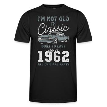 Geboren 1962 Geburtstag Oldtimer - Männer Funktions-T-Shirt - Schwarz - Vorne - AI Model Male 178 dark (178cm)