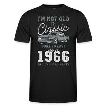 Geboren 1966 Geburtstag Oldtimer - Männer Funktions-T-Shirt - Schwarz - Vorne - AI Model Male 178 dark (178cm)