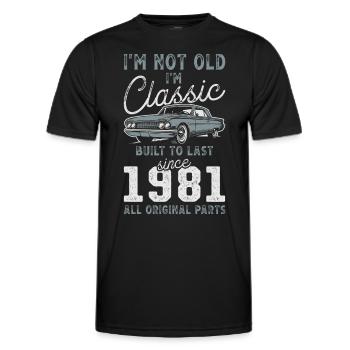 Geboren 1981 Geburtstag Oldtimer - Männer Funktions-T-Shirt - Schwarz - Vorne - AI Model Male 178 dark (178cm)