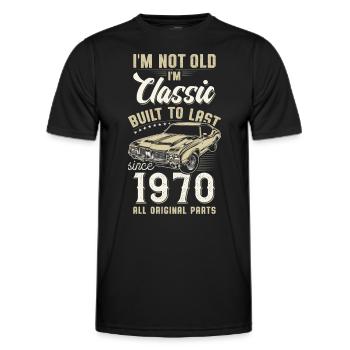 Geboren 1970 Geburtstag Oldtimer - Männer Funktions-T-Shirt - Schwarz - Vorne - AI Model Male 178 dark (178cm)