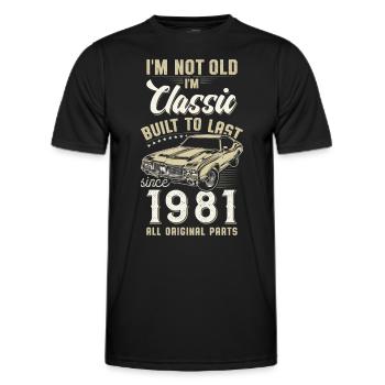 Geboren 1981 Geburtstag Oldtimer - Männer Funktions-T-Shirt - Schwarz - Vorne - AI Model Male 178 dark (178cm)