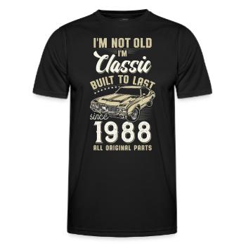 Né en 1988 Anniversaire Voiture classique - T-shirt sport Homme - noir - Devant - AI Model Male 178 dark (178cm)