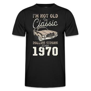 Geboren 1970 Geburtstag Oldtimer - Männer Funktions-T-Shirt - Schwarz - Vorne - AI Model Male 178 dark (178cm)