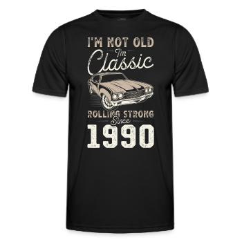 Born 1990 Birthday Classic Car - Men's Functional T-Shirt - black - Front - AI Model Male 178 dark (178cm)