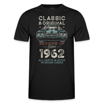 Geboren 1962 Geburtstag Oldtimer - Männer Funktions-T-Shirt - Schwarz - Vorne - AI Model Male 178 dark (178cm)
