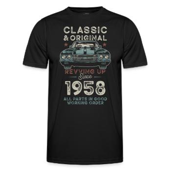 Geboren 1958 Geburtstag Oldtimer - Männer Funktions-T-Shirt - Schwarz - Vorne - AI Model Male 178 dark (178cm)