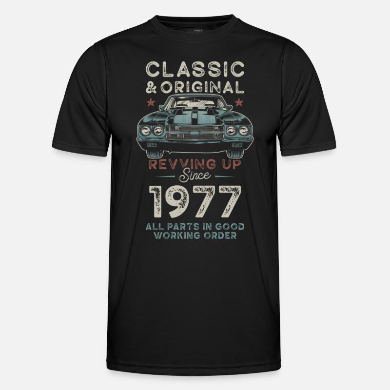 Geboren 1977 Geburtstag Oldtimer Männer Funktions-T-Shirt