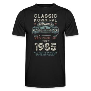 Geboren 1985 Geburtstag Oldtimer - Männer Funktions-T-Shirt - Schwarz - Vorne - AI Model Male 178 dark (178cm)