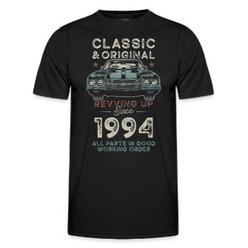 Geboren 1994 Geburtstag Oldtimer - Männer Funktions-T-Shirt - Schwarz - Vorne - AI Model Male 178 dark (178cm)