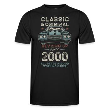 Born in 2000 Birthday Classic Car - Männer Funktions-T-Shirt - Schwarz - Vorne - AI Model Male 178 dark (178cm)